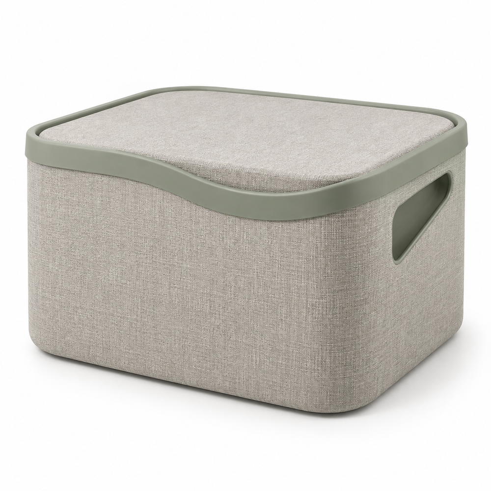Arc-Lid Modular Fabric Storage Bin with Removable Lid