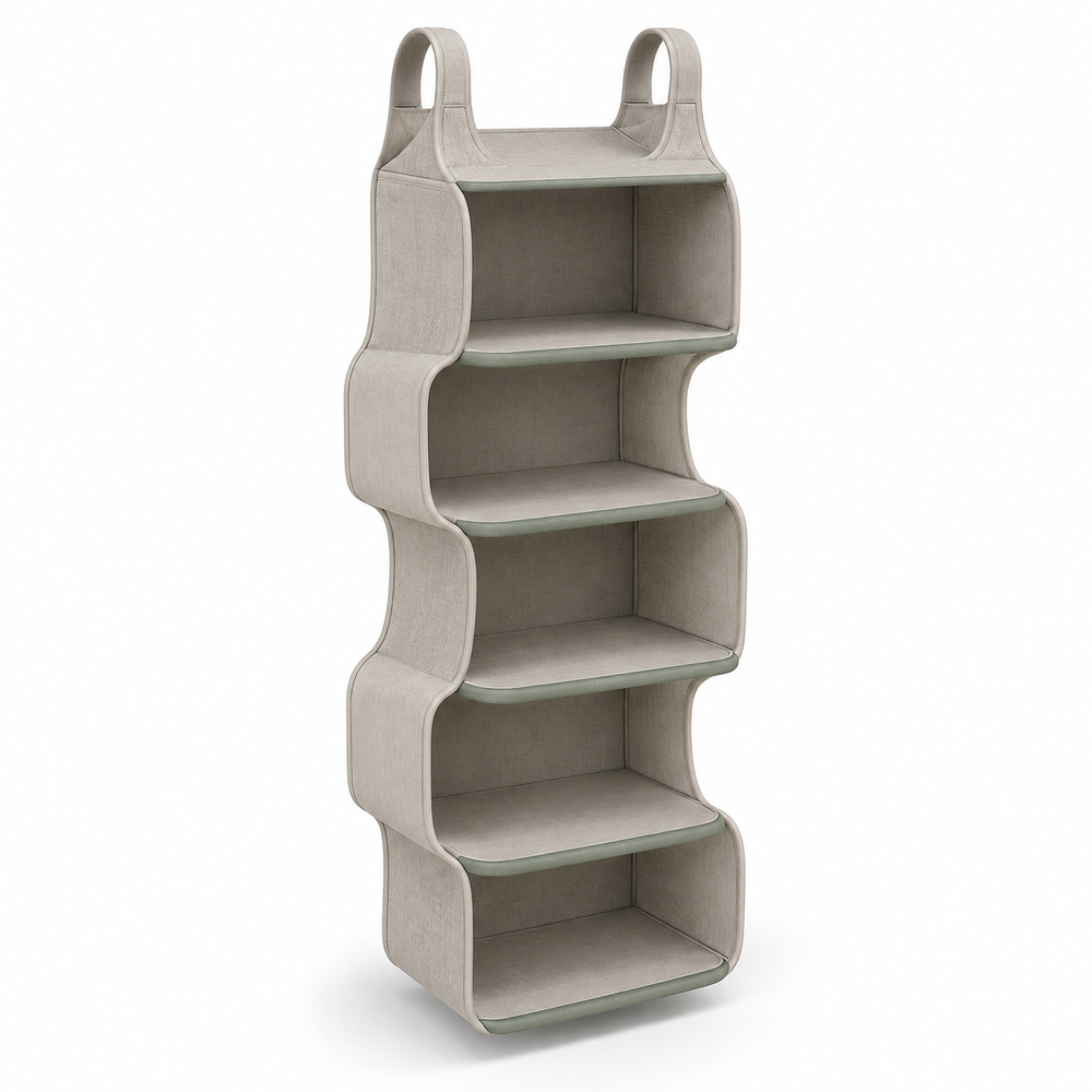 Cascade Fold Hanging Closet Organizer with Five Shelves