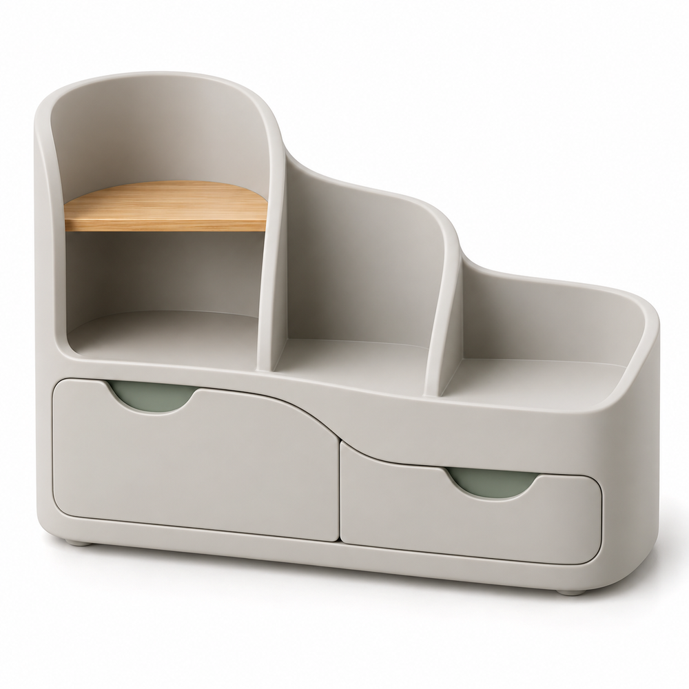 Wavefold Desktop Organizer with Two Drawers