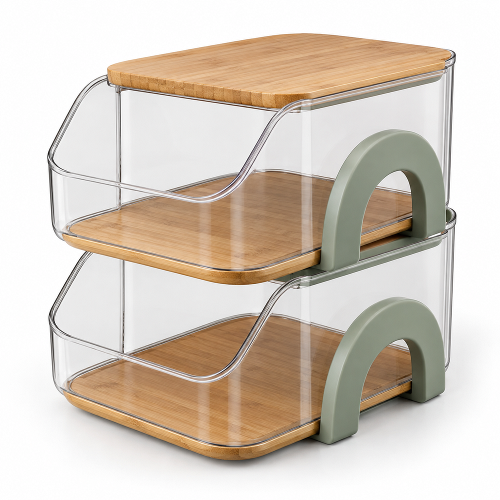 Bridge-Lock Stackable Pantry Bin Set of 2