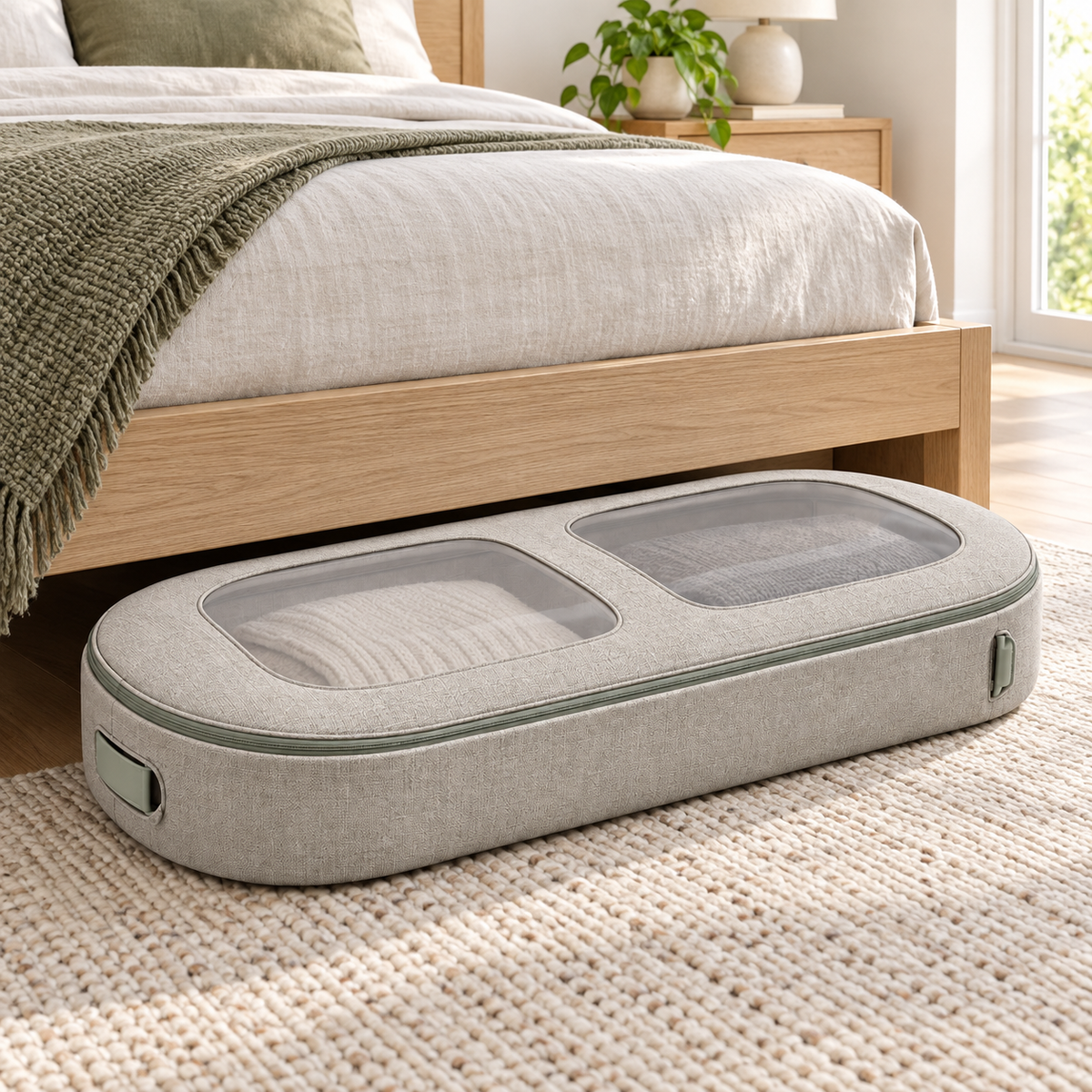 Twin-Portal Under-Bed Storage Case with Dual Windows