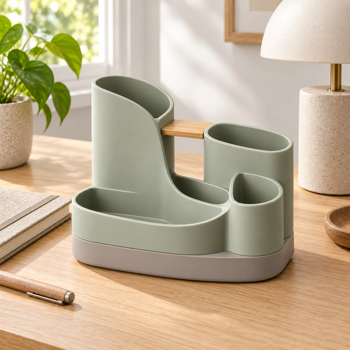 Ribbon-Loop Multi-Compartment Pen Organizer