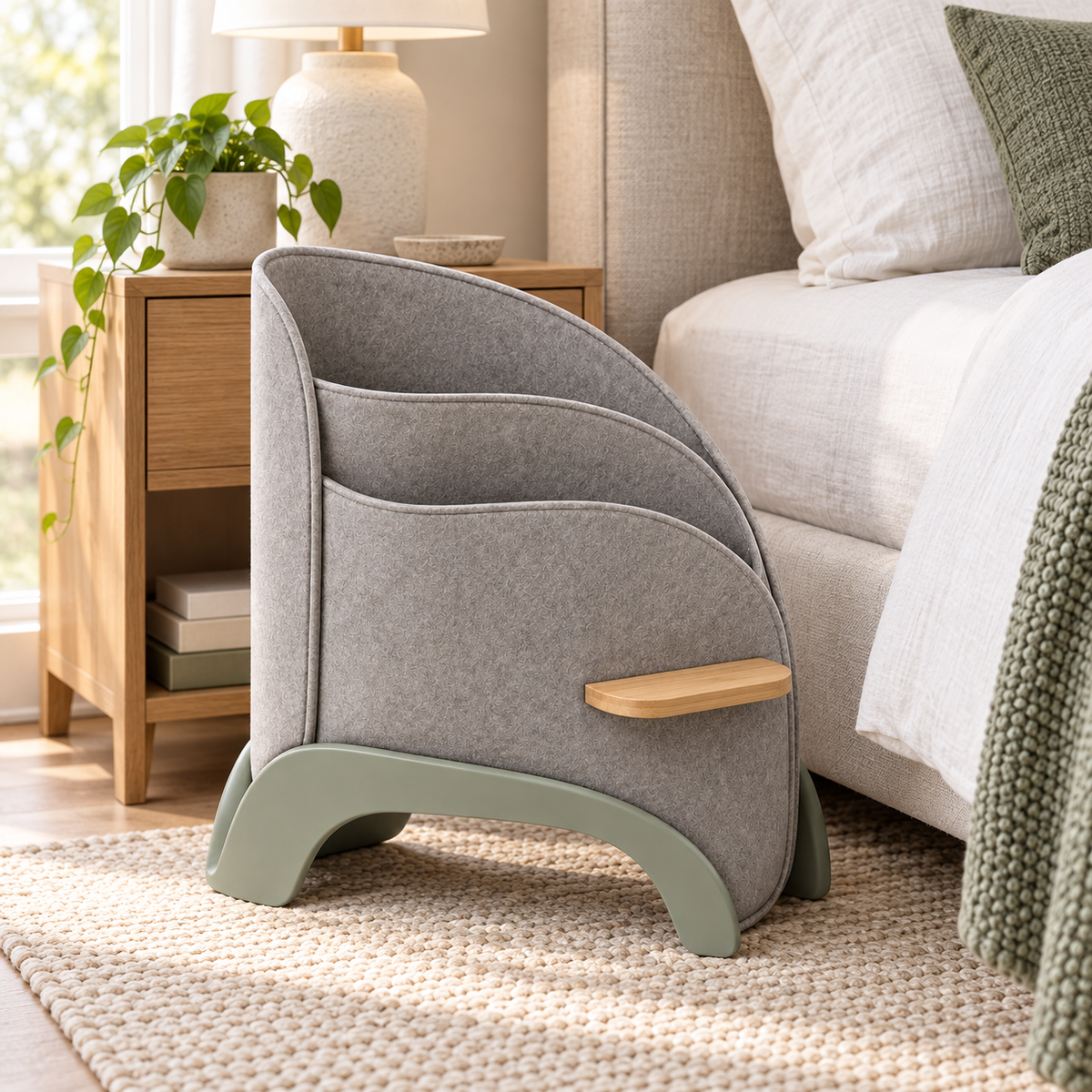 Moon-Pocket Freestanding Bedside Storage Caddy