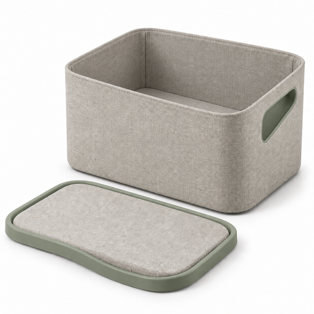 Arc-Lid Modular Fabric Storage Bin with Removable Lid