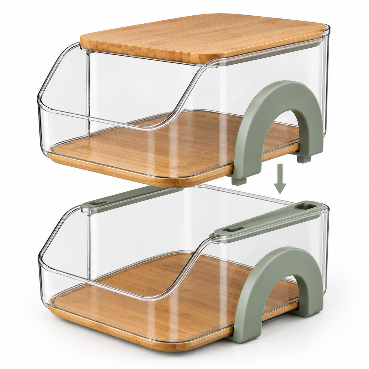 Bridge-Lock Stackable Pantry Bin Set of 2