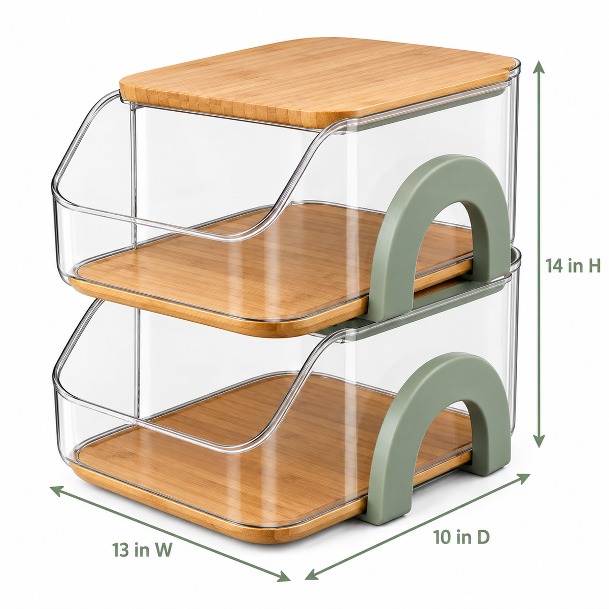 Bridge-Lock Stackable Pantry Bin Set of 2