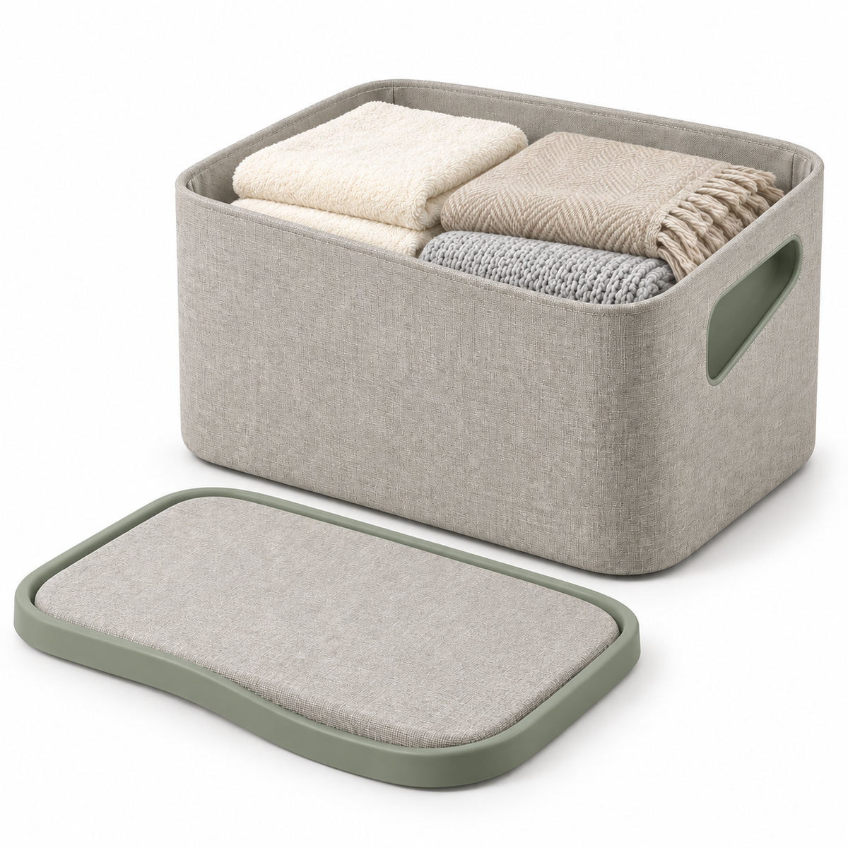 Arc-Lid Modular Fabric Storage Bin with Removable Lid