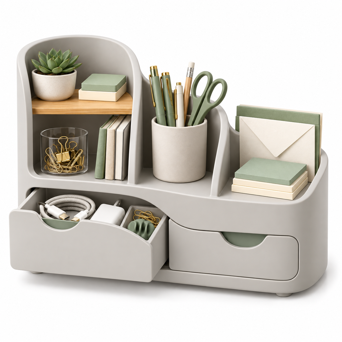 Wavefold Desktop Organizer with Two Drawers